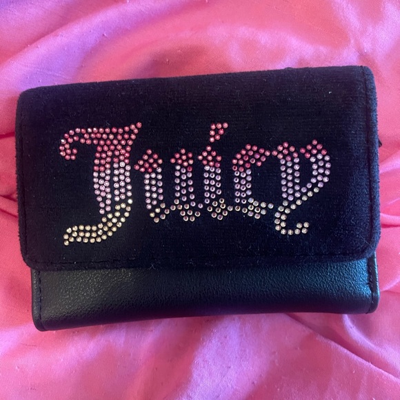 Juicy Couture Black and Pink Rhinestone Wallet - Picture 1 of 4